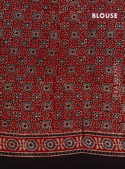 Modal silk saree maroon and black with allover ajrakh prints and printed border