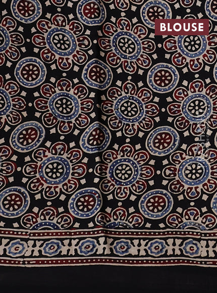 Modal silk saree black with allover ajrakh prints and printed border
