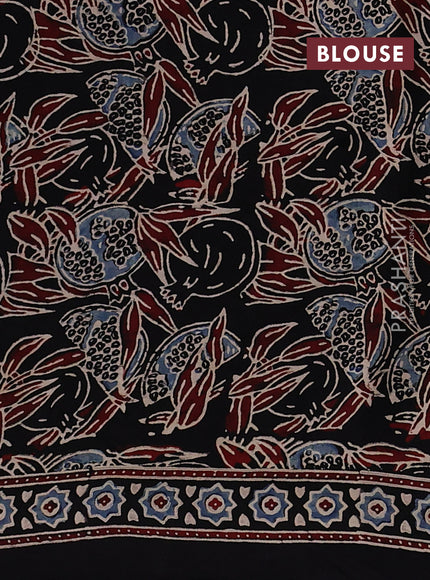 Modal silk saree black with allover ajrakh prints and printed border