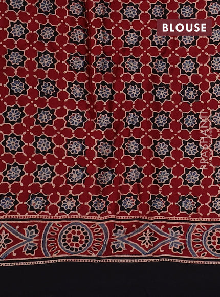 Modal silk saree maroon and black with allover ajrakh prints and printed border