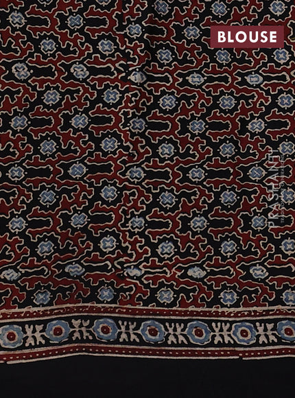Modal silk saree black with allover ajrakh prints and printed border