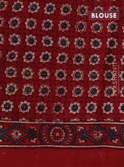 Modal silk saree maroon with allover ajrakh prints and printed border