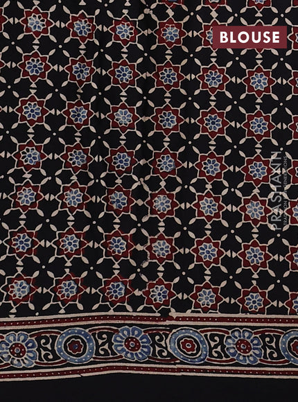 Modal silk saree black with allover ajrakh prints and printed border