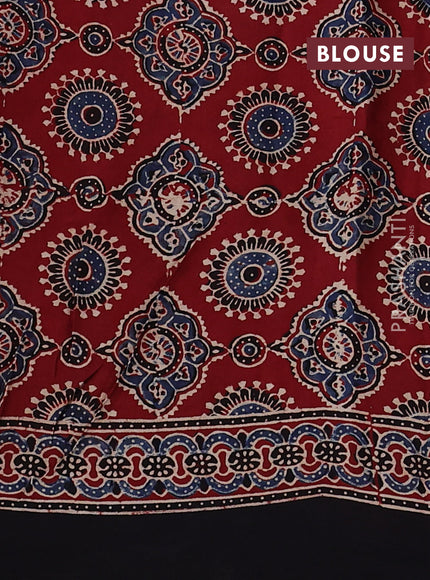Modal silk saree maroon and black with allover ajrakh prints and printed border