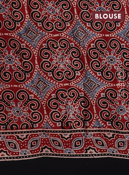 Modal silk saree maroon and black with allover ajrakh prints and printed border