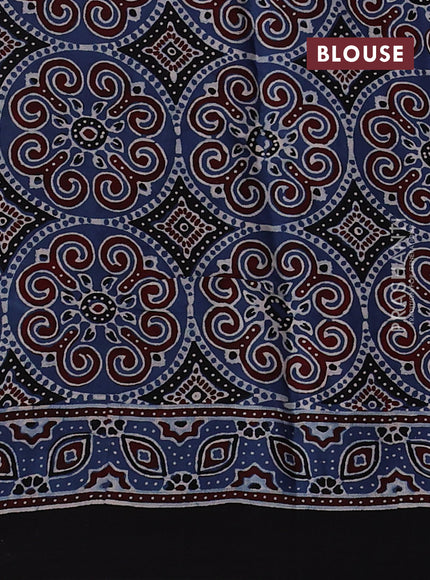 Modal silk saree indigo blue and black with allover ajrakh prints and printed border
