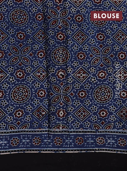 Modal silk saree indigo blue and black with allover ajrakh prints and printed border