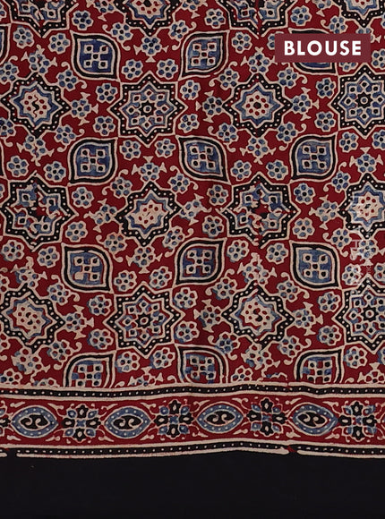 Modal silk saree maroon and black with allover ajrakh prints and printed border