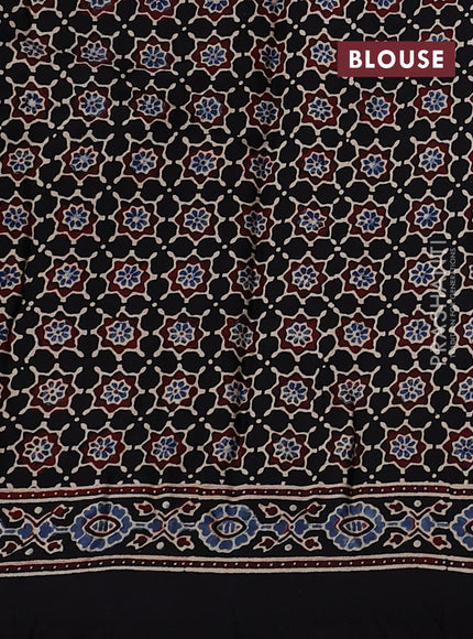 Modal silk saree black with allover ajrakh prints and printed border