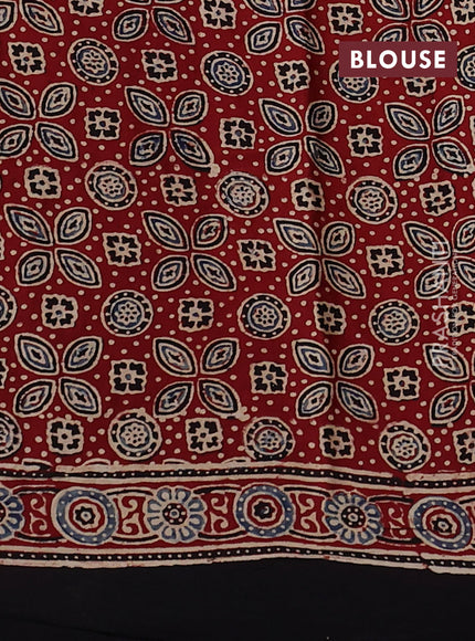 Modal silk saree maroon and black with allover ajrakh prints and printed border