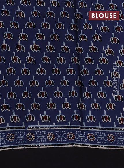 Modal silk saree indigo blue and black with allover ajrakh prints and printed border