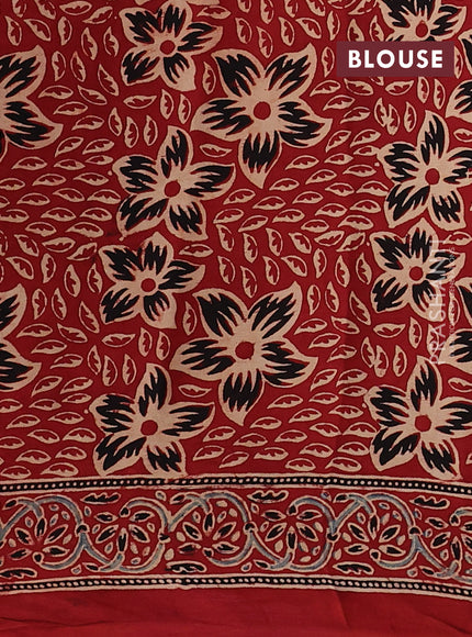 Modal silk saree maroon with allover ajrakh prints and printed border