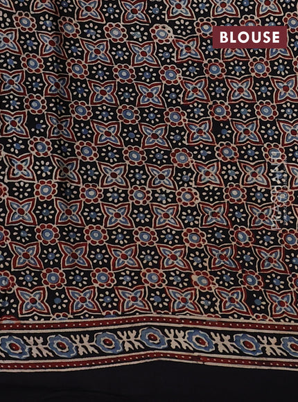 Modal silk saree black with allover ajrakh prints and printed border