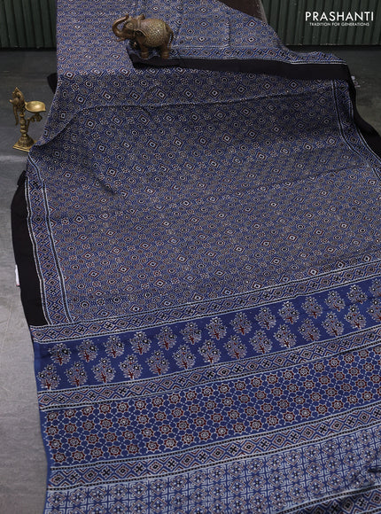 Modal silk saree indigo blue and black with allover ajrakh prints and printed border