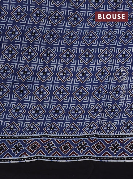Modal silk saree indigo blue and black with allover ajrakh prints and printed border