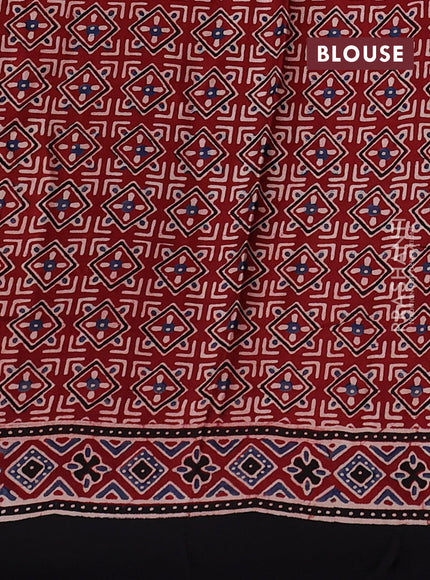 Modal silk saree maroon and black with allover ajrakh prints and printed border