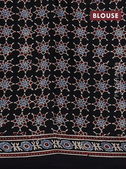 Modal silk saree black with allover ajrakh prints and printed border