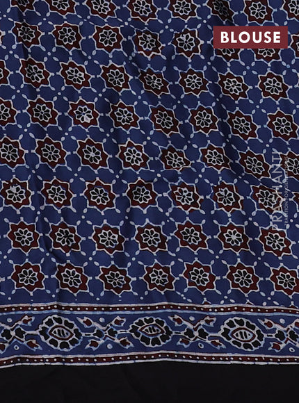 Modal silk saree indigo blue and black with allover ajrakh prints and printed border