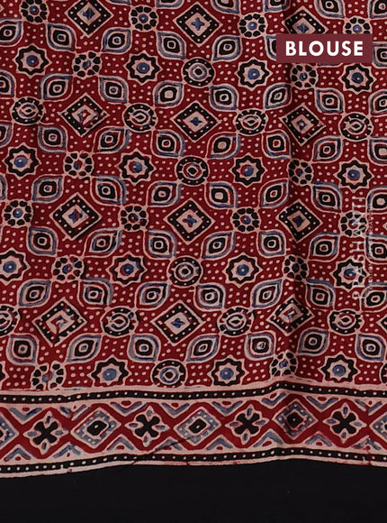 Modal silk saree maroon and black with allover ajrakh prints and printed border