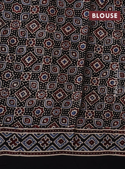 Modal silk saree black with allover ajrakh prints and printed border