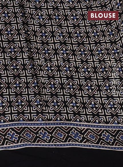 Modal silk saree black with allover ajrakh prints and printed border
