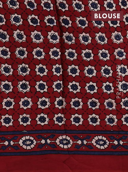 Modal silk saree maroon with allover ajrakh prints and printed border