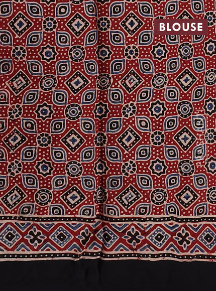 Modal silk saree maroon and black with allover ajrakh prints and printed border