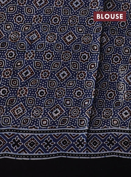 Modal silk saree indigo blue and black with allover ajrakh prints and printed border
