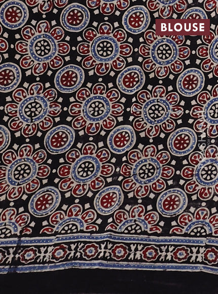 Modal silk saree black with allover ajrakh prints and long printed border