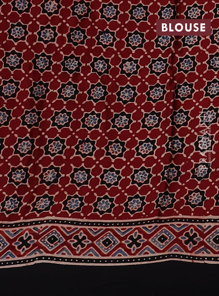 Modal silk saree maroon and black with allover ajrakh prints and printed border