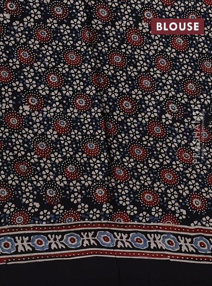 Modal silk saree black with allover ajrakh prints and printed border