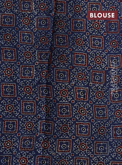 Modal silk saree indigo blue and black with allover ajrakh prints and printed border