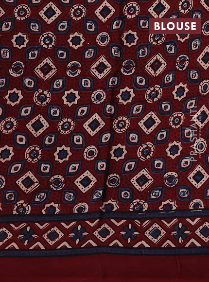 Modal silk saree maroon with allover ajrakh prints and printed border