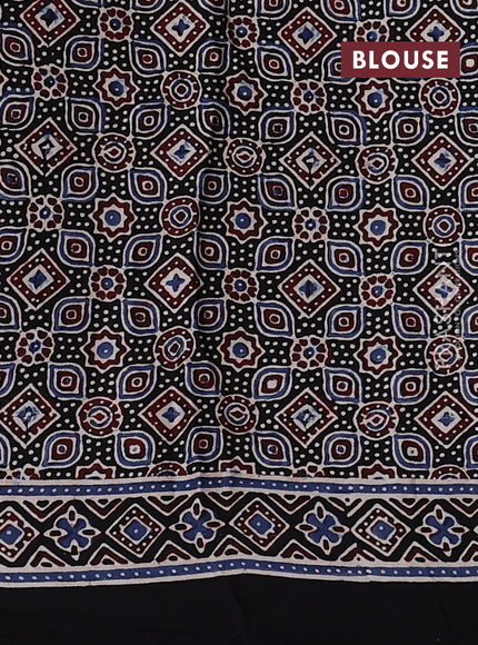 Modal silk saree black with allover ajrakh prints and printed border
