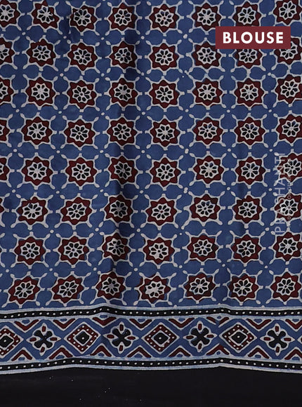 Modal silk saree indigo blue and black with allover ajrakh prints and printed border