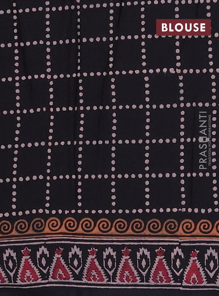 Cotton block printed saree black with floral butta prints and printed border