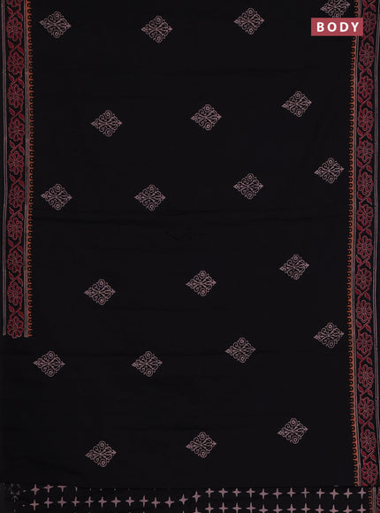 Cotton block printed saree black with butta prints and printed border