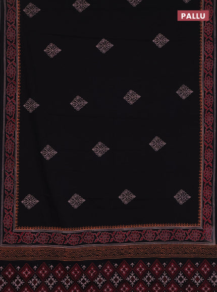Cotton block printed saree black with butta prints and printed border