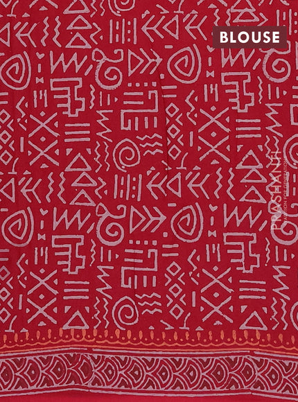 Cotton block printed saree maroon with butta prints and printed border