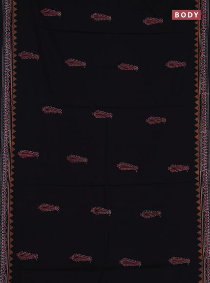 Cotton block printed saree black with butta prints and printed border