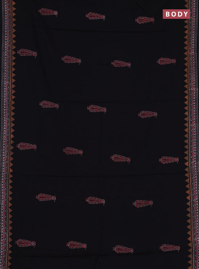 Cotton block printed saree black with butta prints and printed border
