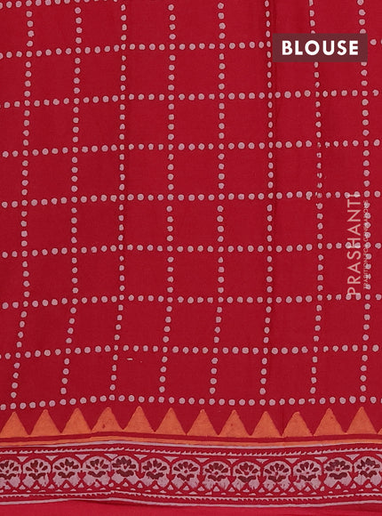 Cotton block printed saree maroon with butta prints and printed border