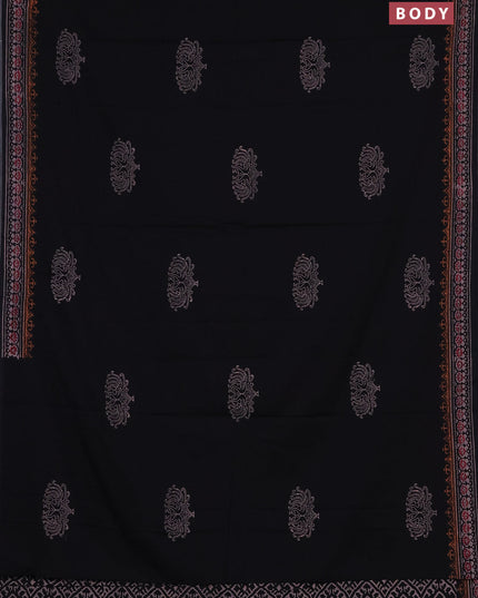 Cotton block printed saree black with butta prints and printed border