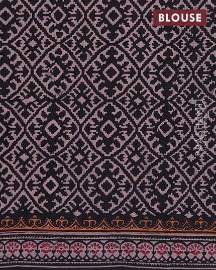 Cotton block printed saree black with butta prints and printed border