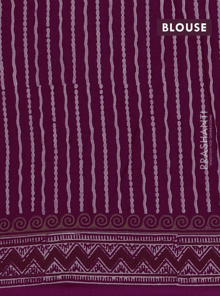 Cotton block printed saree maroon with geometric butta prints and printed border