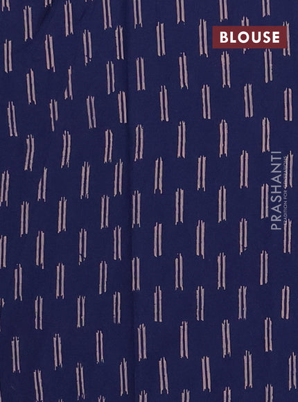 Cotton block printed saree navy blue with butta prints and printed border