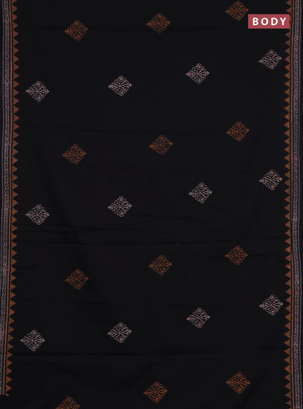 Cotton block printed saree black with butta prints and printed border
