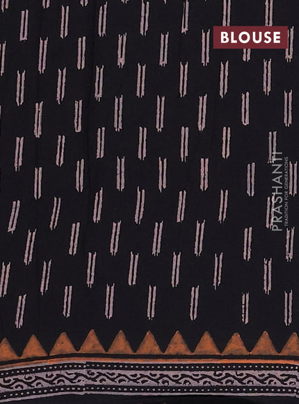 Cotton block printed saree black with butta prints and printed border