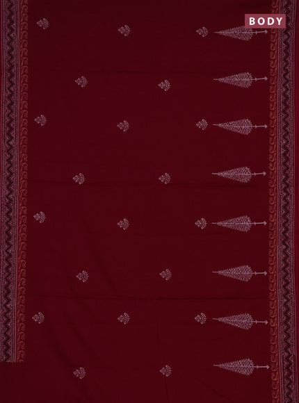 Cotton block printed saree maroon with butta prints and printed border