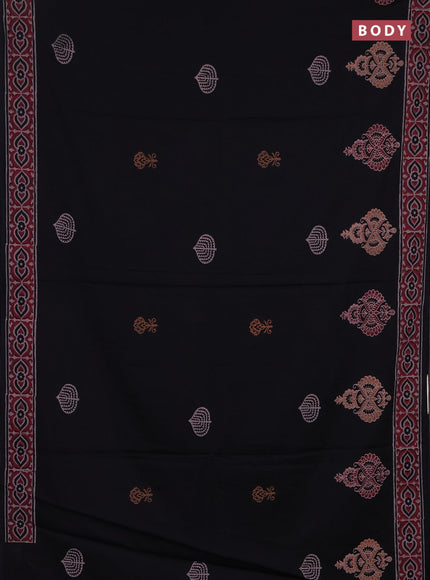 Cotton block printed saree black with butta prints and printed border